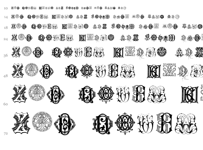 Intellecta Monograms Random Samples Eight font waterfall